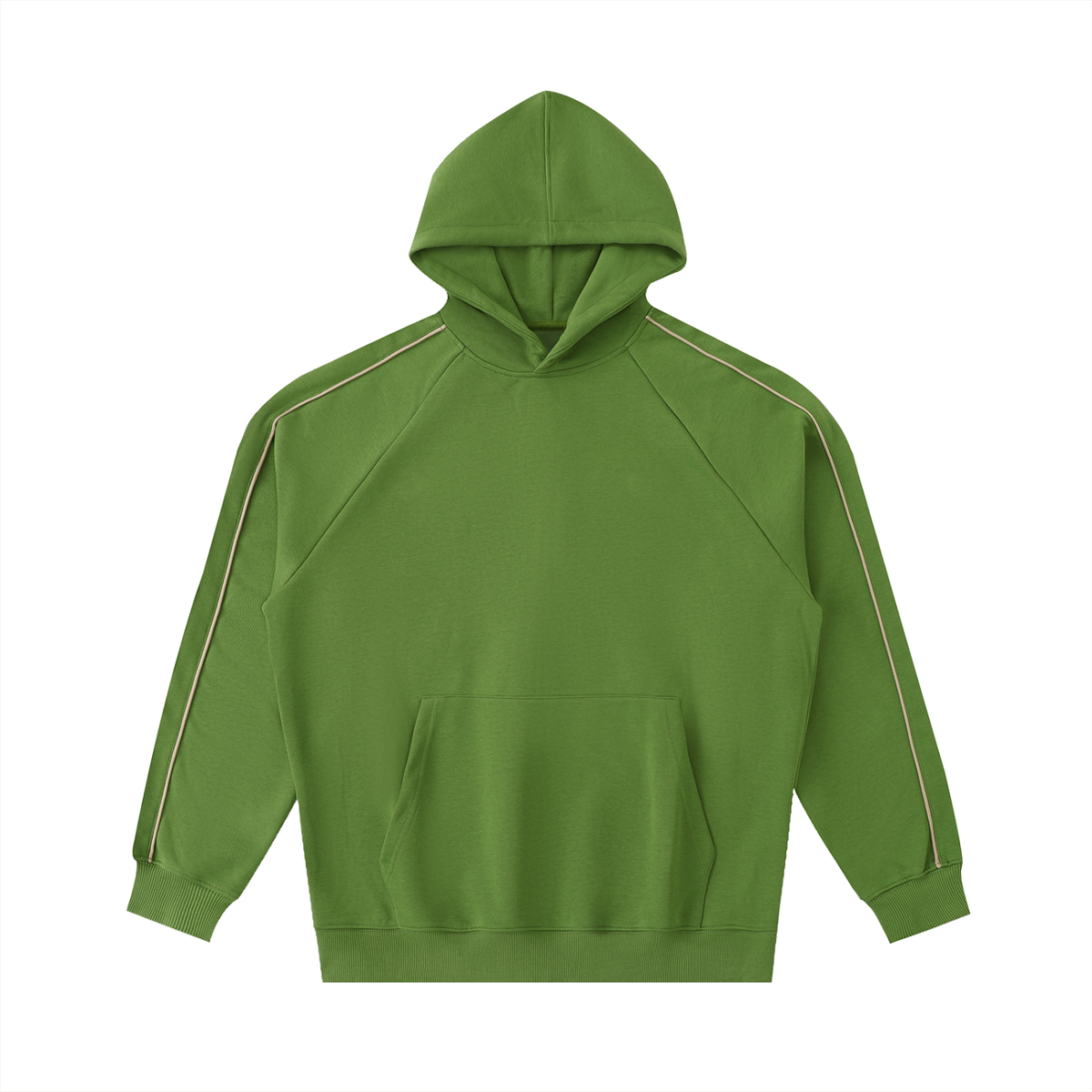 Contrast Piping Raglan Hoodie in Avocado Green, front