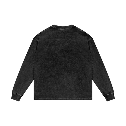Acid Wash Long Sleeve Tee in Black Beauty, back