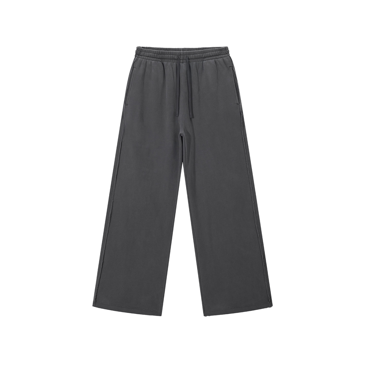 Snow Wash Raw Hem Sweatpants in Dark Grey, front