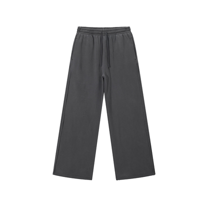 Snow Wash Raw Hem Sweatpants in Dark Grey, front