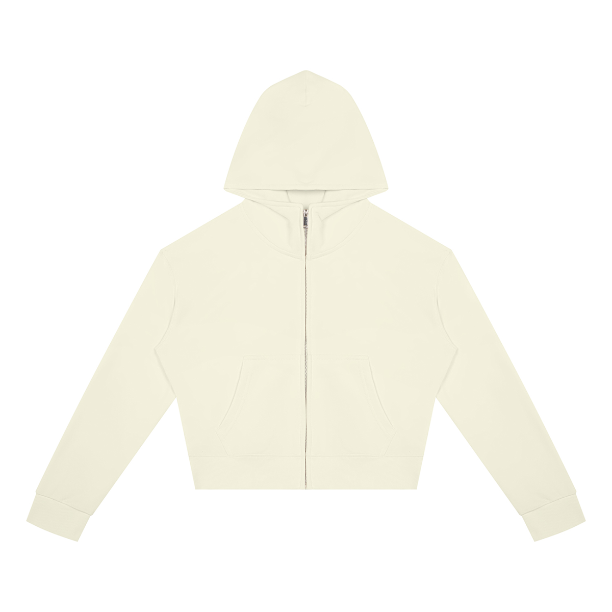 Women's Cropped Zip Hoodie in Light Green, front