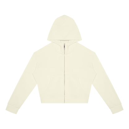 Women's Cropped Zip Hoodie in Light Green, front