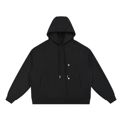 Boxy Button Placket Hoodie