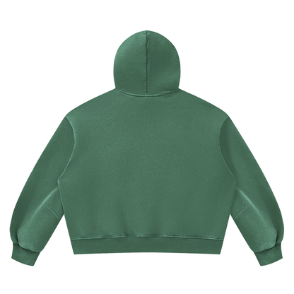 Vintage Wash Boxy Hoodie in Dark Green, back