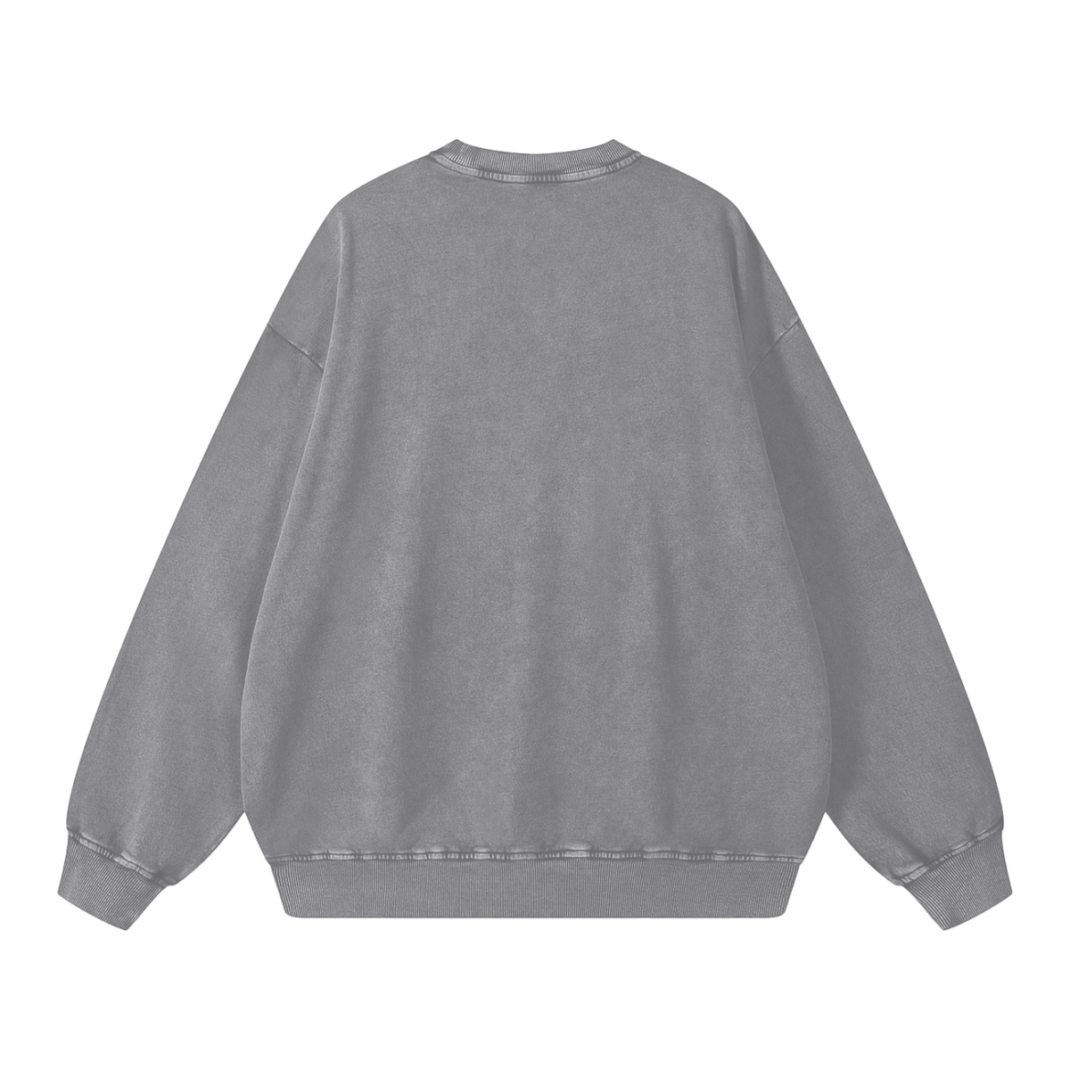 Snow Wash Oversized Crew in Light Grey, back