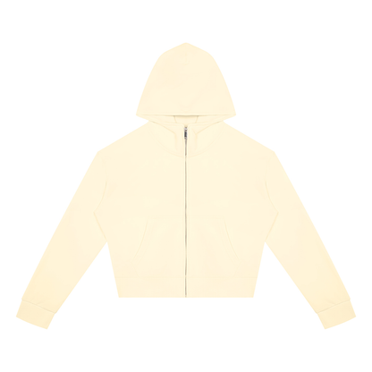 Women's Cropped Zip Hoodie in Apricot, front