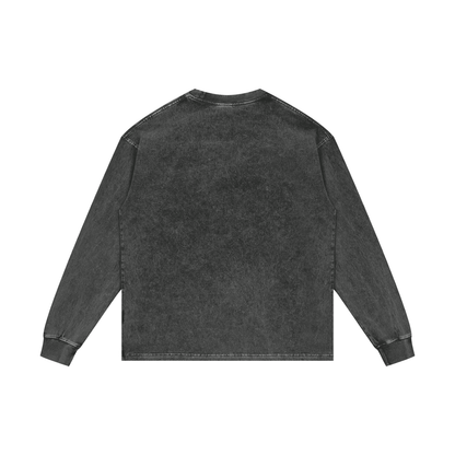 Acid Wash Long Sleeve Tee in Pirate Grey, back