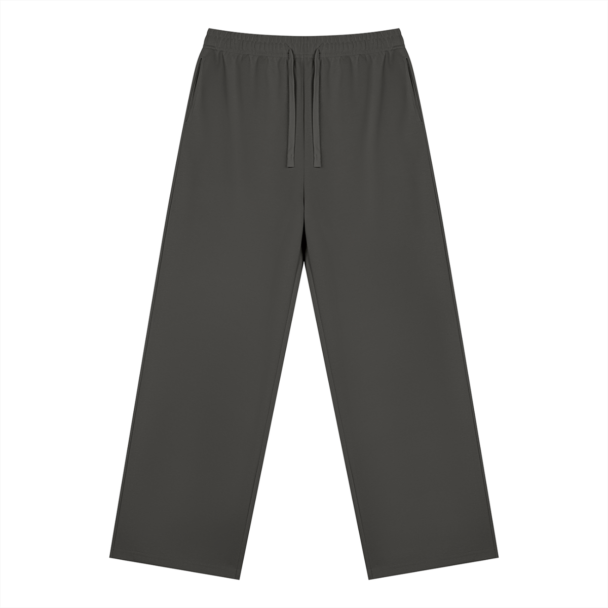 Straight Leg Fleece Track Pants in Charcoal Grey, front
