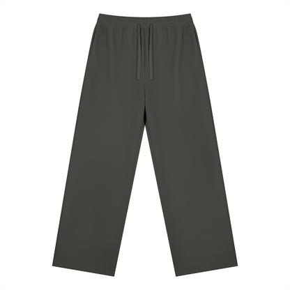 Straight Leg Fleece Track Pants in Charcoal Grey, front