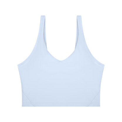 Cropped Yoga Tank in Light Blue, front