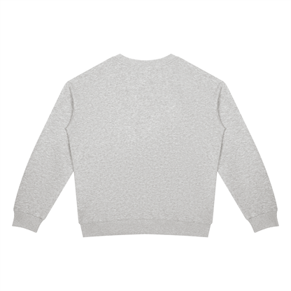 Drop Shoulder Crew Sweatshirt in Marl Grey, back