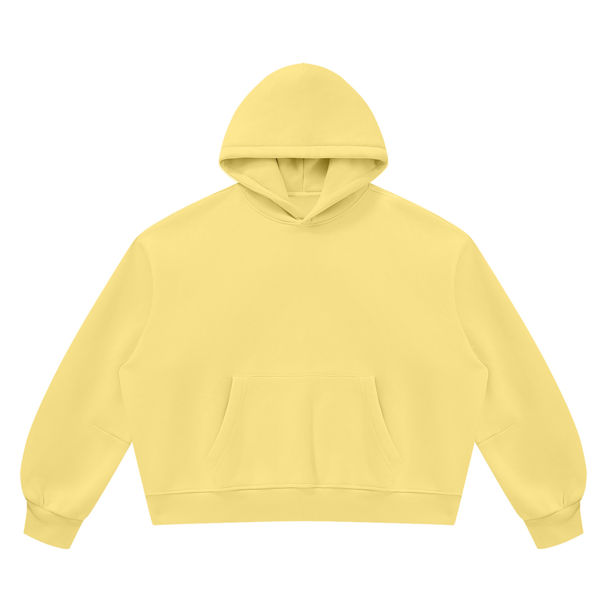 Vintage Wash Boxy Hoodie in Light Yellow, front