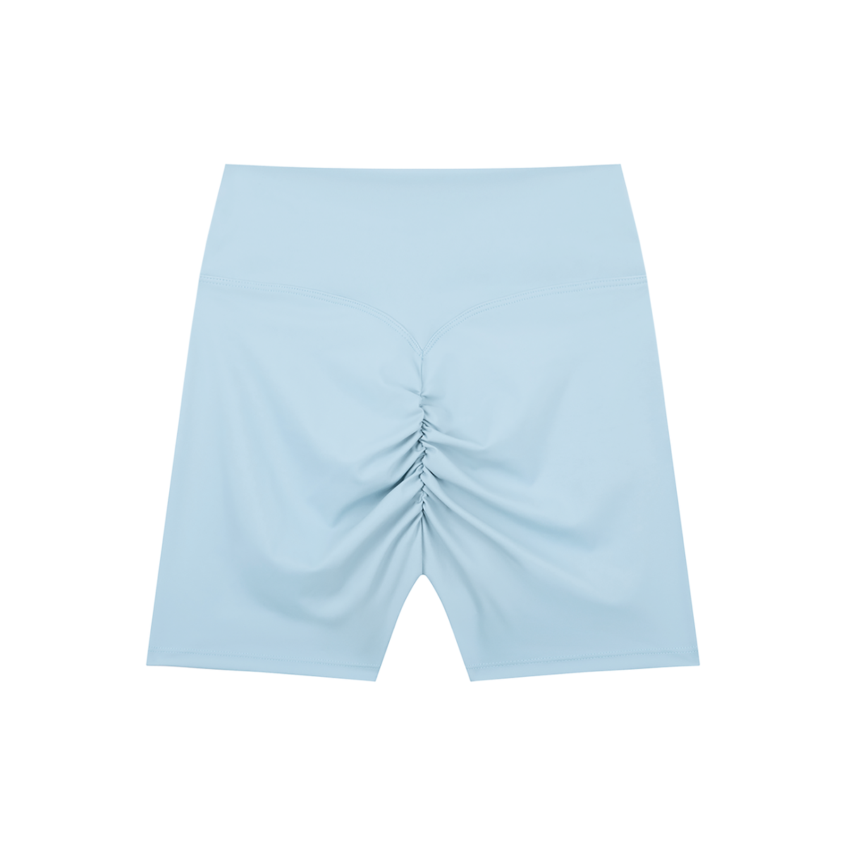 High Waisted Bike Shorts in Sky Blue, back