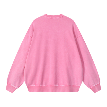 Snow Wash Oversized Crew in Pink, back