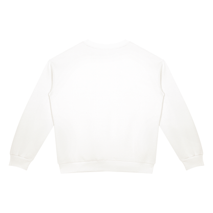 Drop Shoulder Crew Sweatshirt in White, back