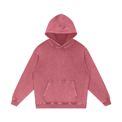 Snow Wash Heavyweight Hoodie in Dark Red, front