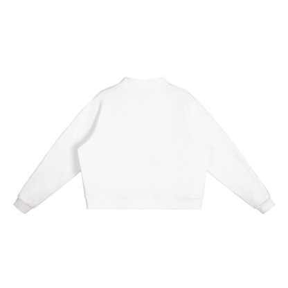 Women's Mock Neck Sweatshirt in White, back