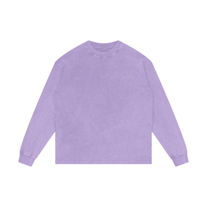 Acid Wash Long Sleeve Tee in Purple, front