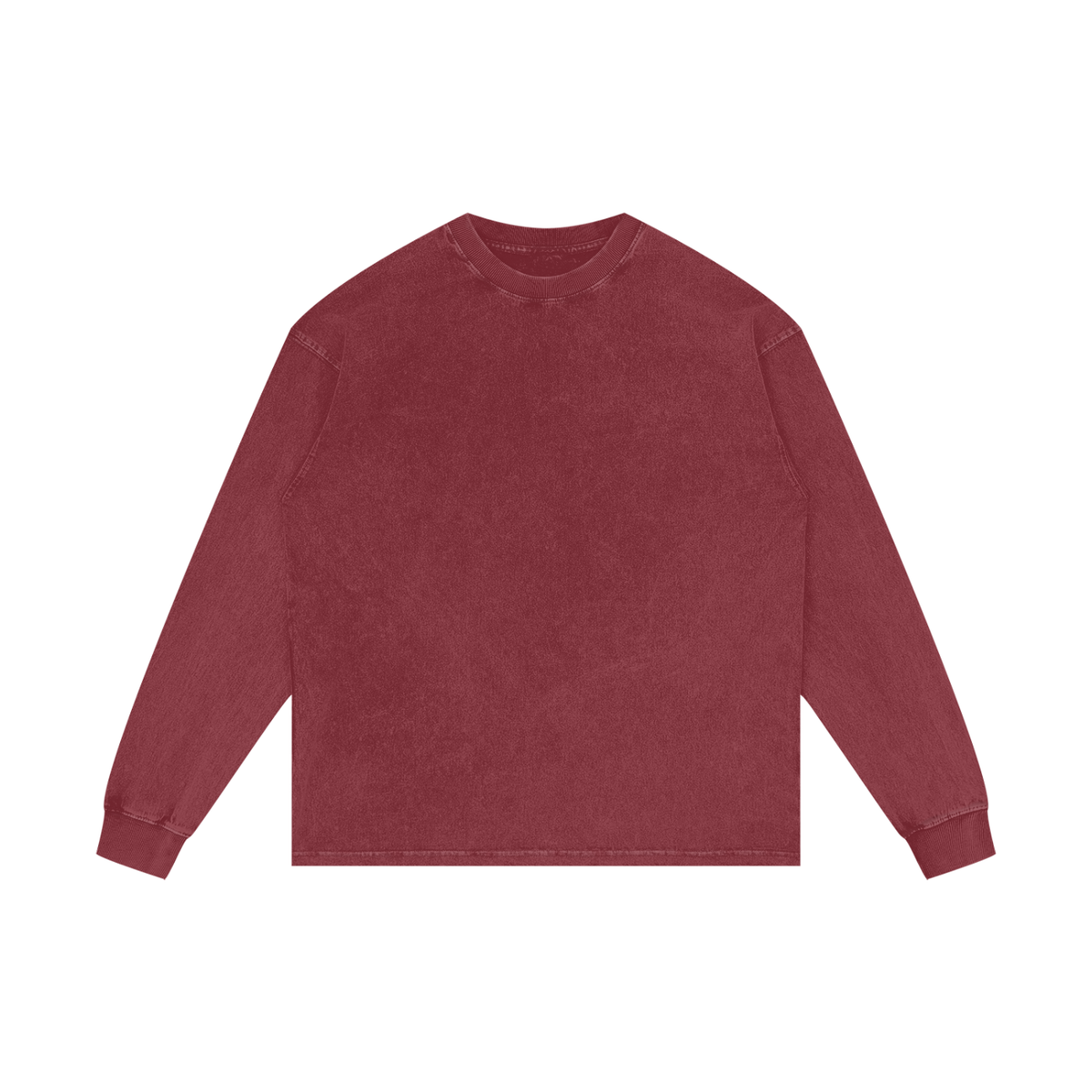 Acid Wash Long Sleeve Tee in Red, front