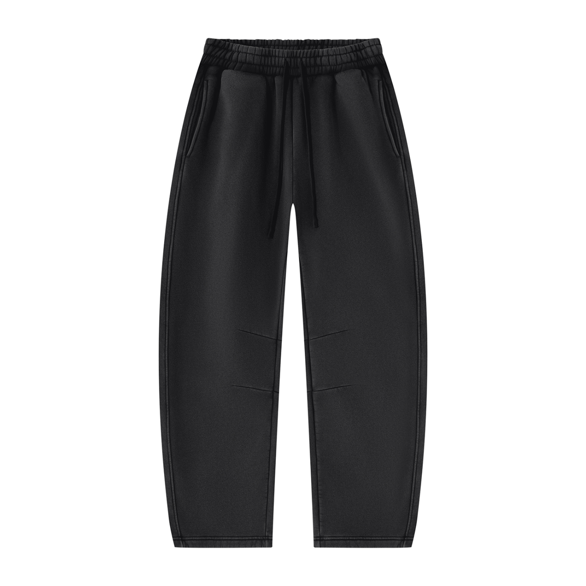 Vintage Wash Barrel Leg Sweatpants in Black, front