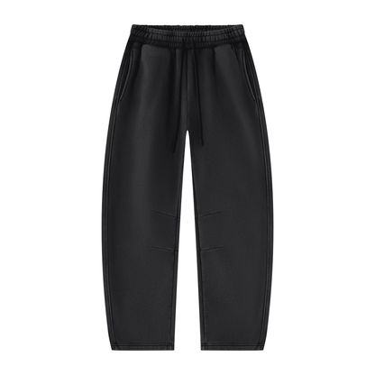 Vintage Wash Barrel Leg Sweatpants in Black, front