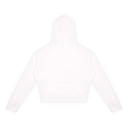 Women's Cropped Zip Hoodie in White, back