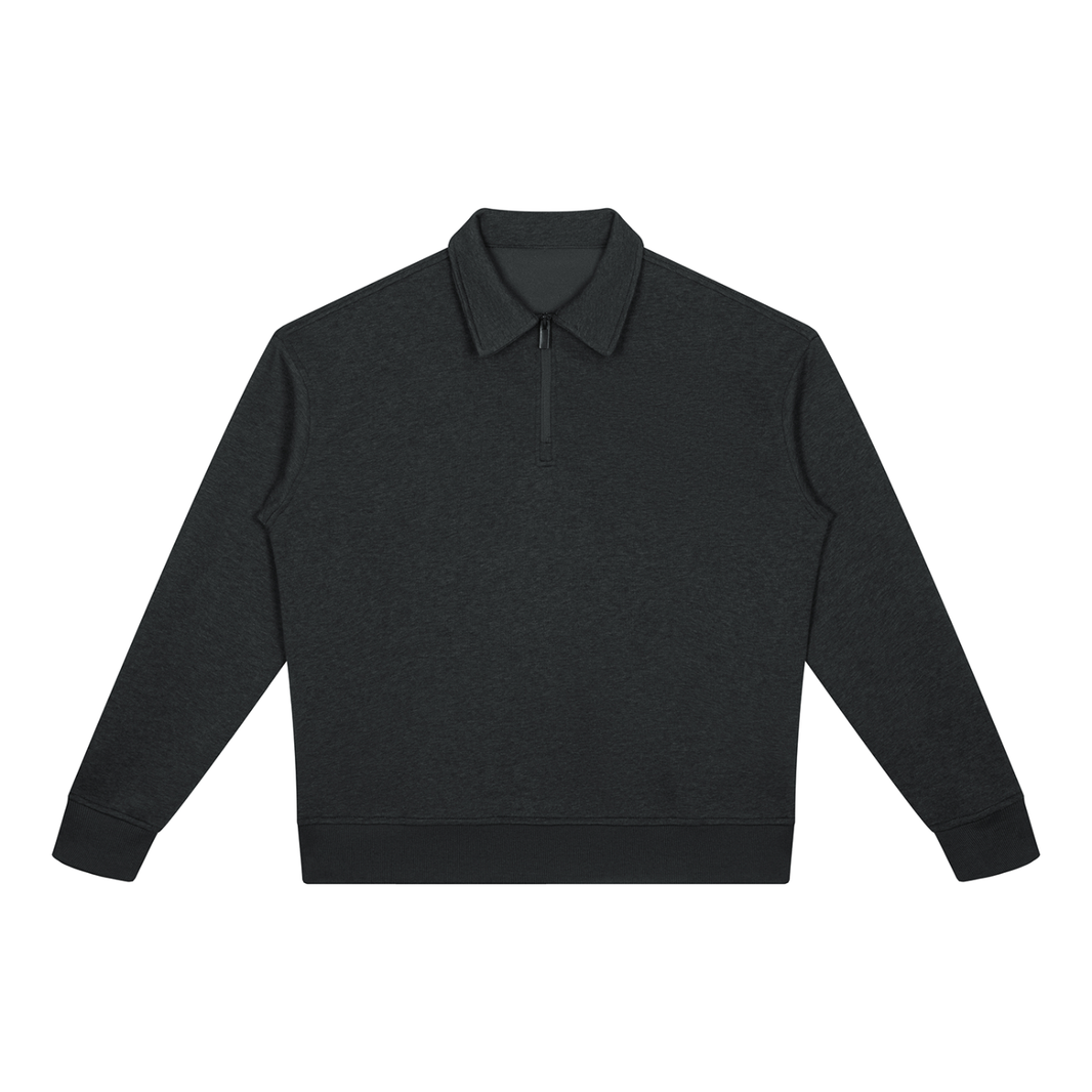 Boxy Quarter-Zip Sweatshirt in Black, front