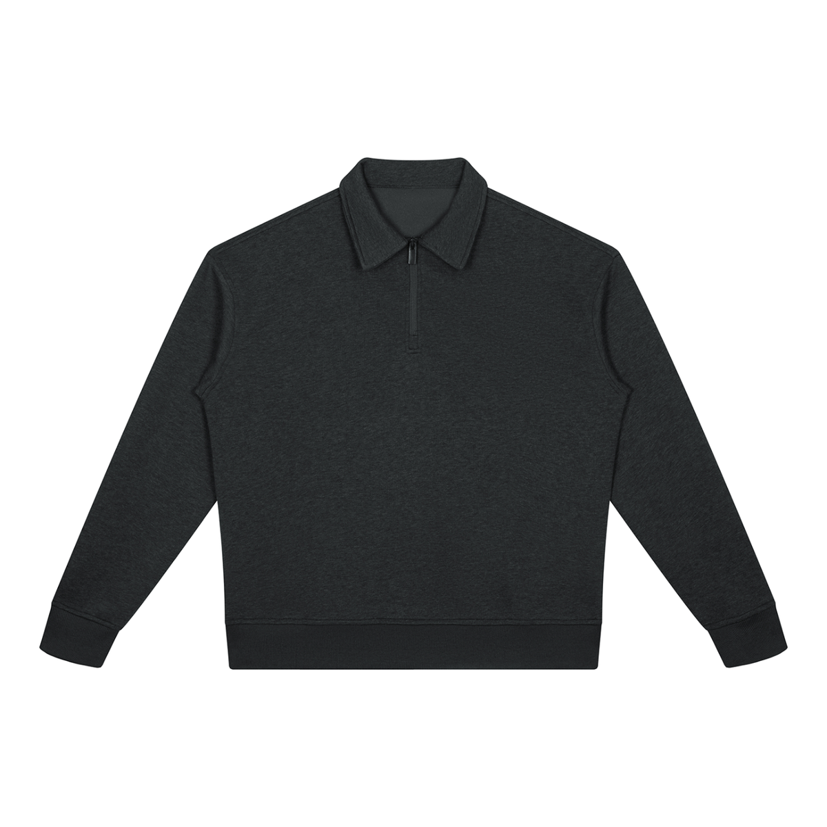 Boxy Quarter-Zip Sweatshirt in Black, front – custom printed apparel