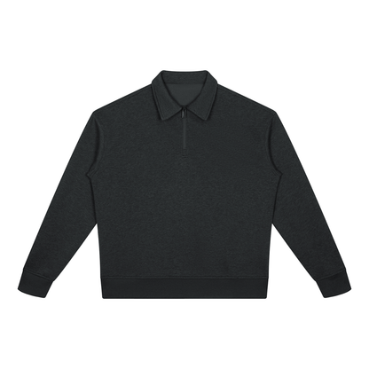 Boxy Quarter-Zip Sweatshirt in Black, front