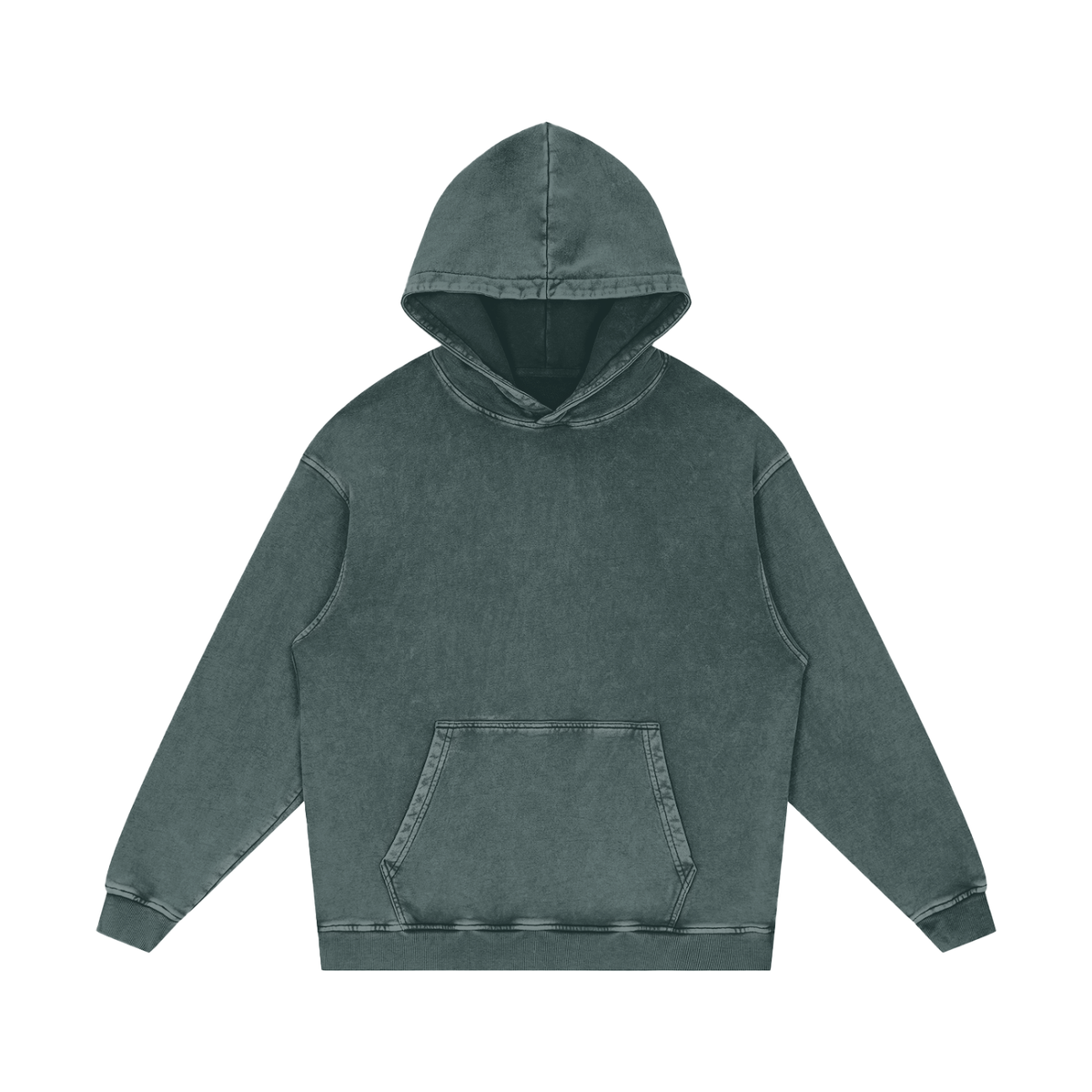 Snow Wash Heavyweight Hoodie in Dark Green, front