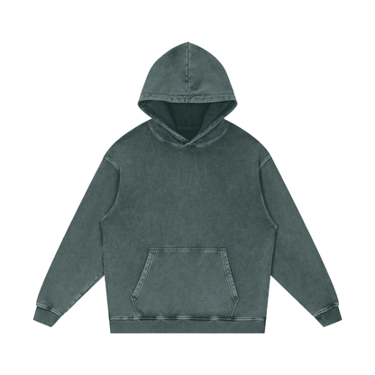 Snow Wash Heavyweight Hoodie in Dark Green, front