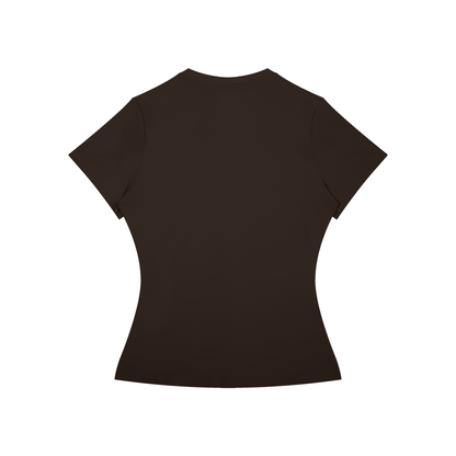 Women's Fitted Training Tee in Coffee, back