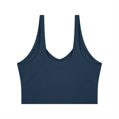 Cropped Yoga Tank in Navy, back