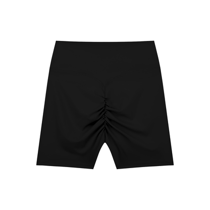 High Waisted Bike Shorts in Black, back