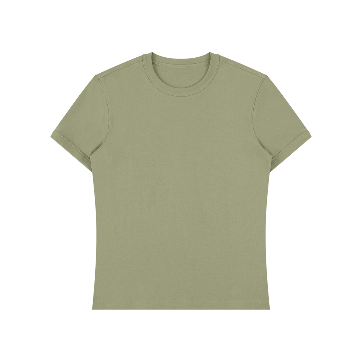 Slim Fit Stretch Tee in Army Green, front