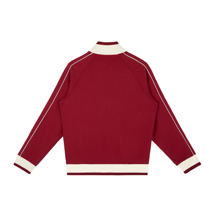 Colour Block Track Jacket in Red, back