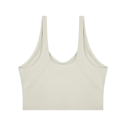 Cropped Yoga Tank in Light Grey, back