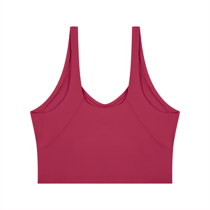 Cropped Yoga Tank in Rose Red, back