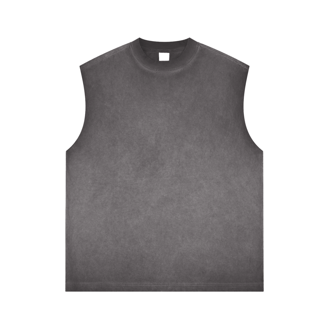 Washed Heavyweight Singlet in Gray, front