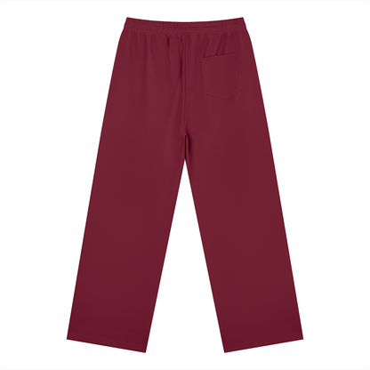 Straight Leg Fleece Track Pants in Wine Red, back