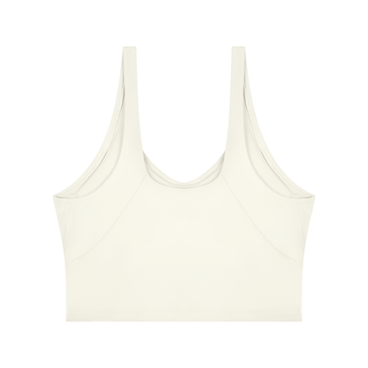Cropped Yoga Tank in Beige, back