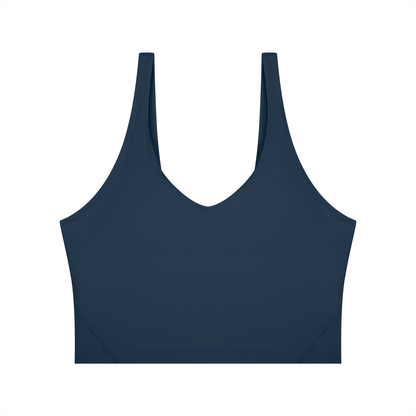 Cropped Yoga Tank in Navy, front