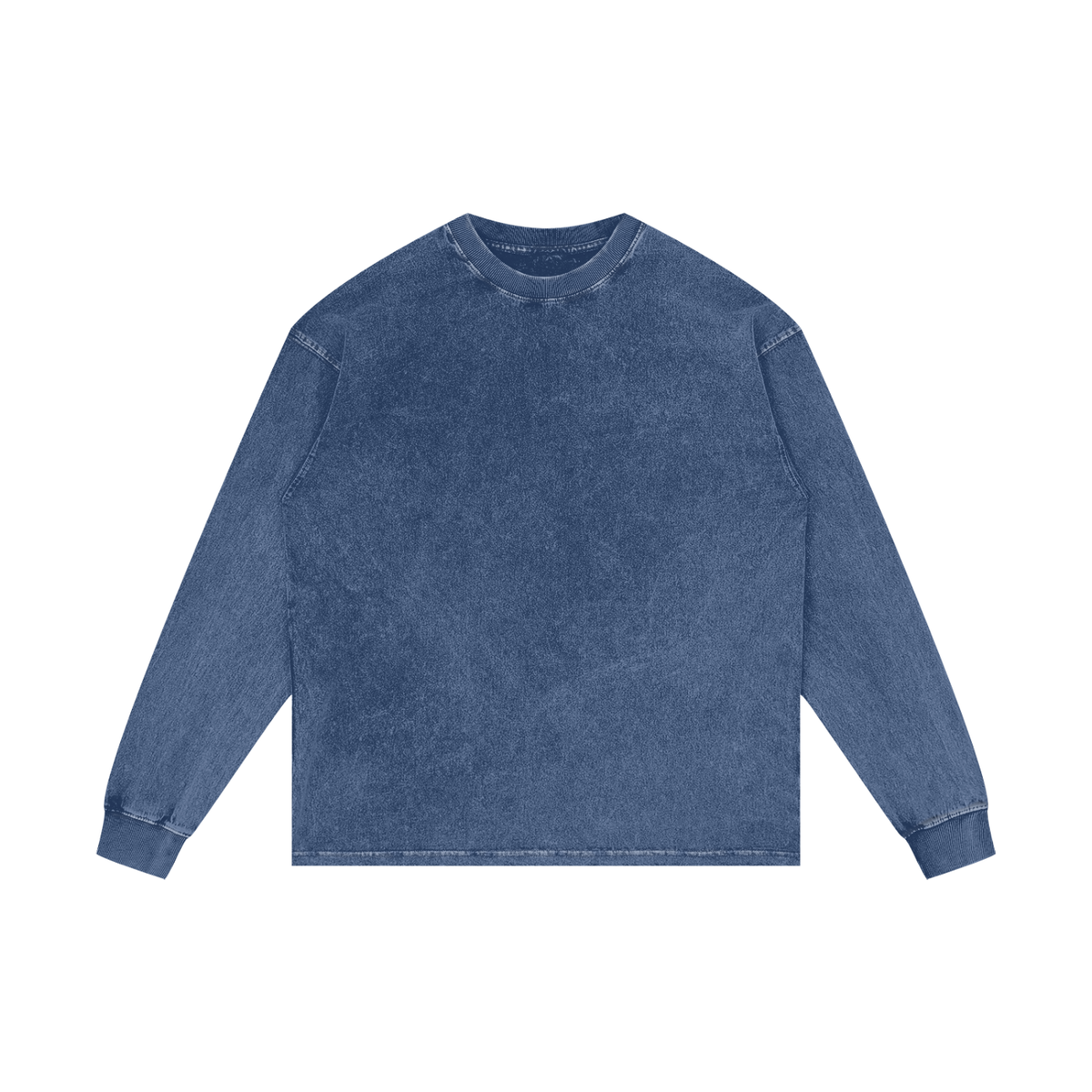 Acid Wash Long Sleeve Tee in Dark Blue, front