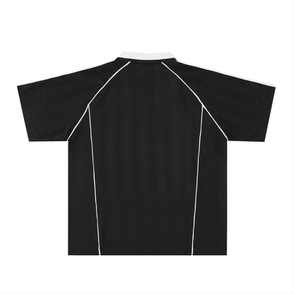 Collared Soccer Jersey in Black with White, back