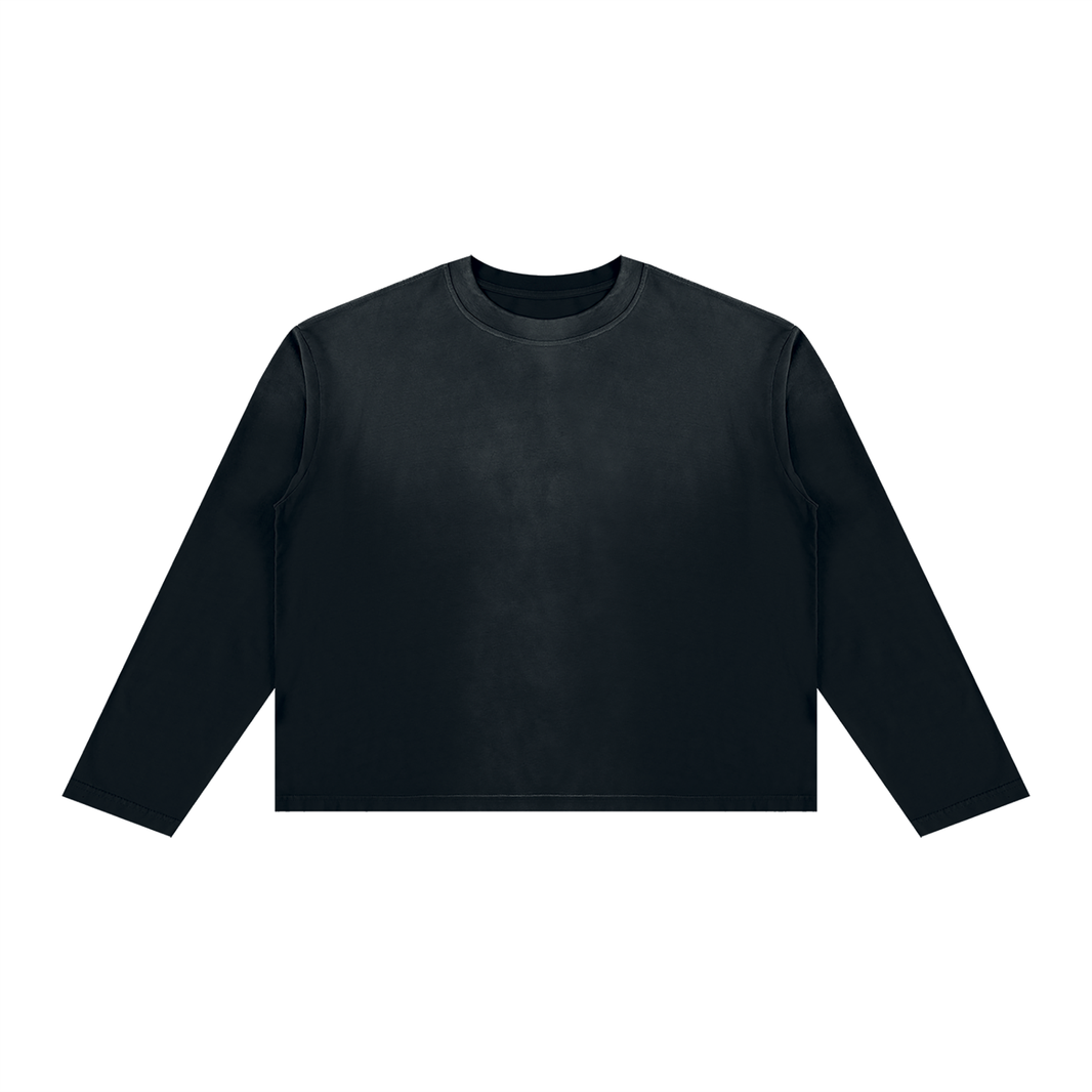 Sunfade Long Sleeve Tee in Black, front