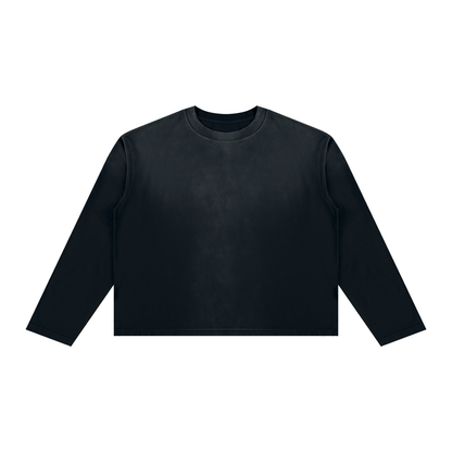 Sunfade Long Sleeve Tee in Black, front