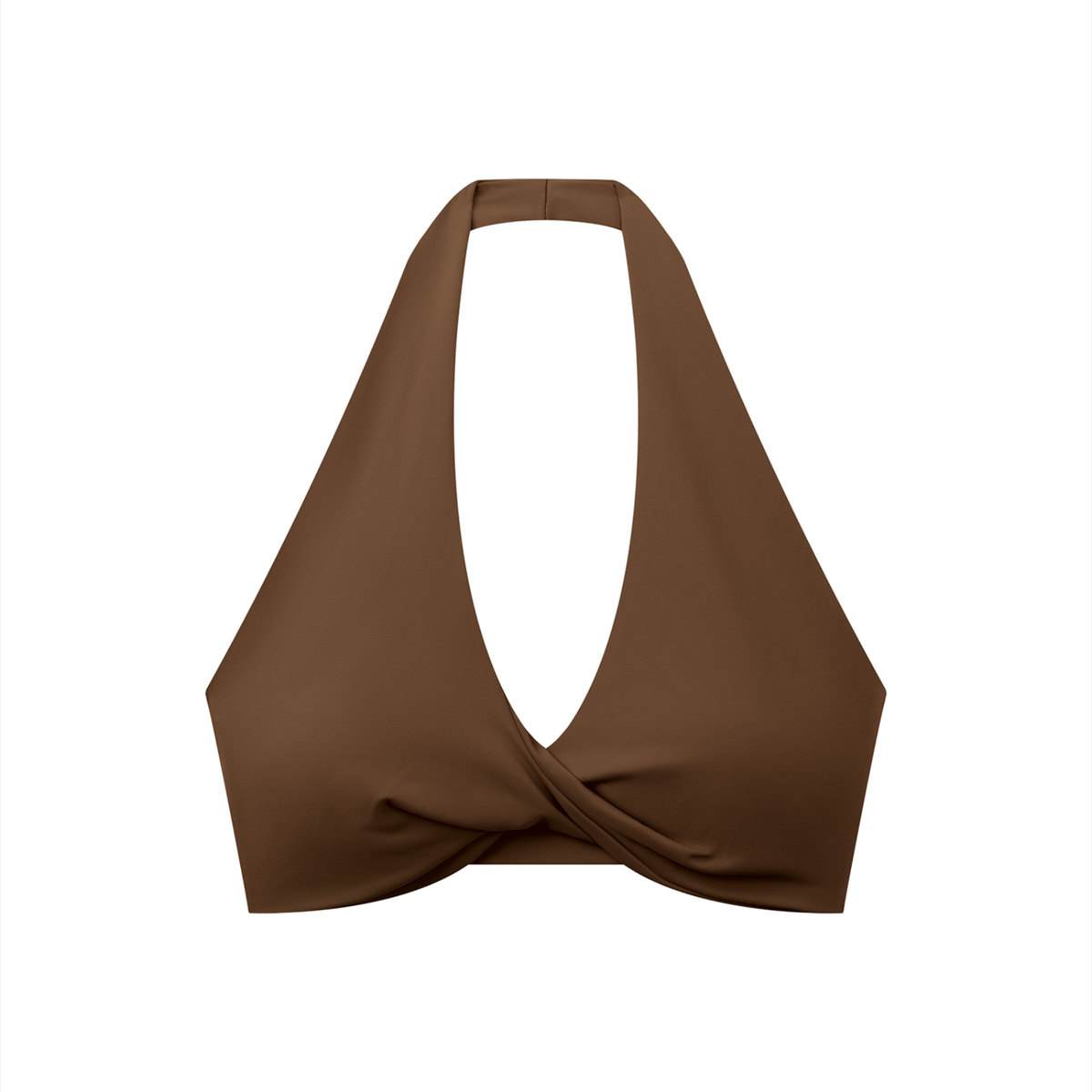 Halter Sports Bra in Brown, front