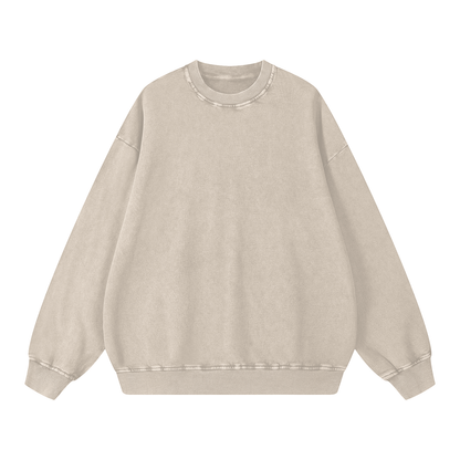 Snow Wash Oversized Crew in Light Apricot, front