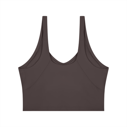 Cropped Yoga Tank in Dark Brown, back