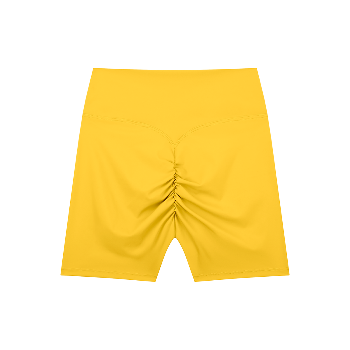 High Waisted Bike Shorts in Yellow, back